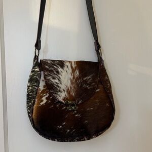 Vintage Pony Hair Brown Leather Shoulder Bag